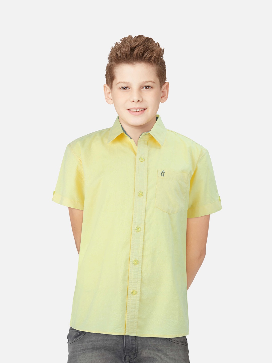 

Gini and Jony Boys Spread Collar Cotton Casual Shirt, Yellow