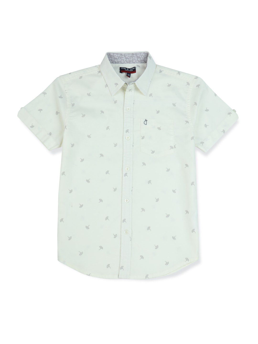 

Gini and Jony Boys Micro Ditsy Printed Cotton Casual Shirt, White