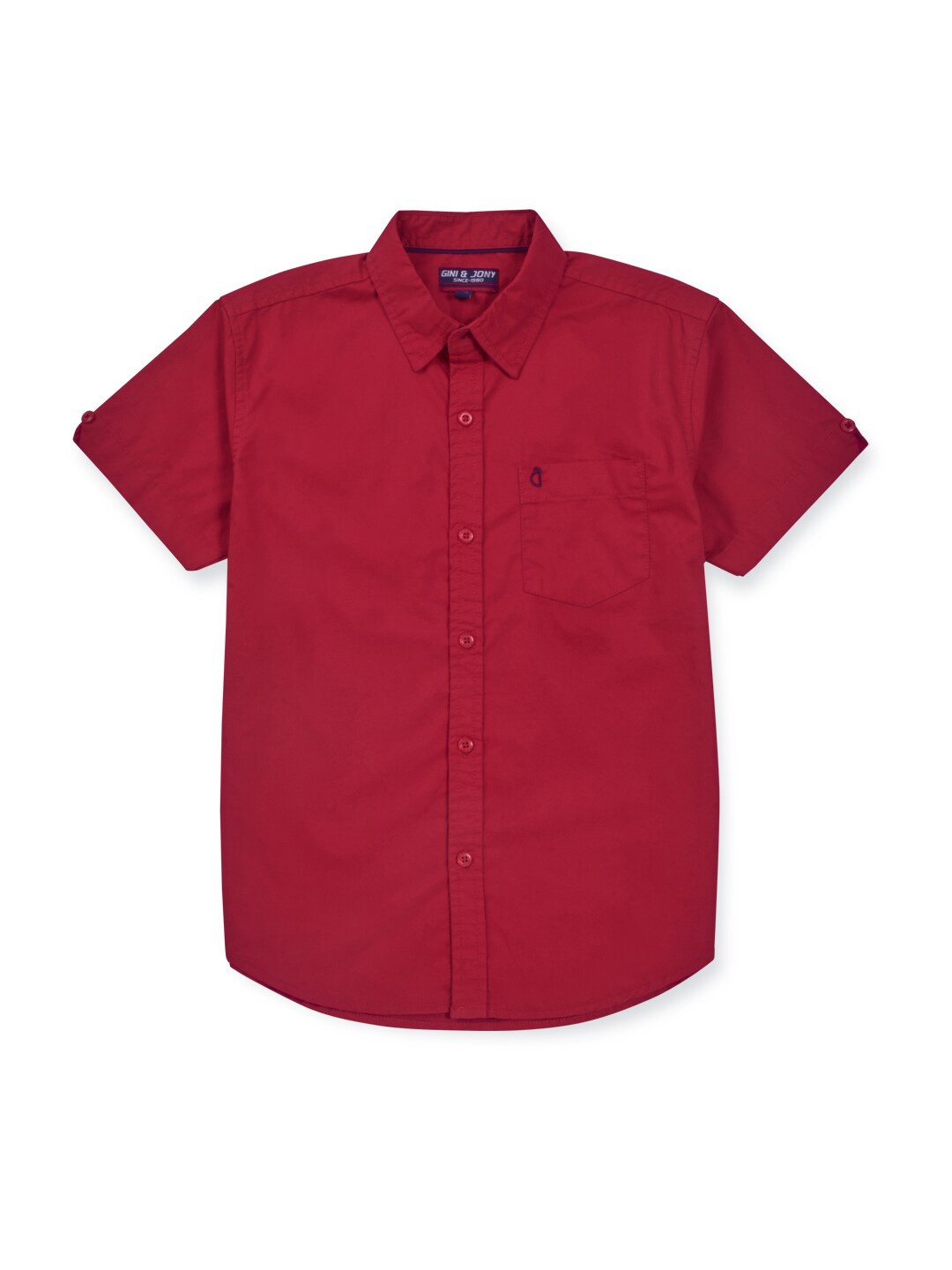 

Gini and Jony Boys Spread Collar Short Sleeves Cotton Casual Shirt, Red