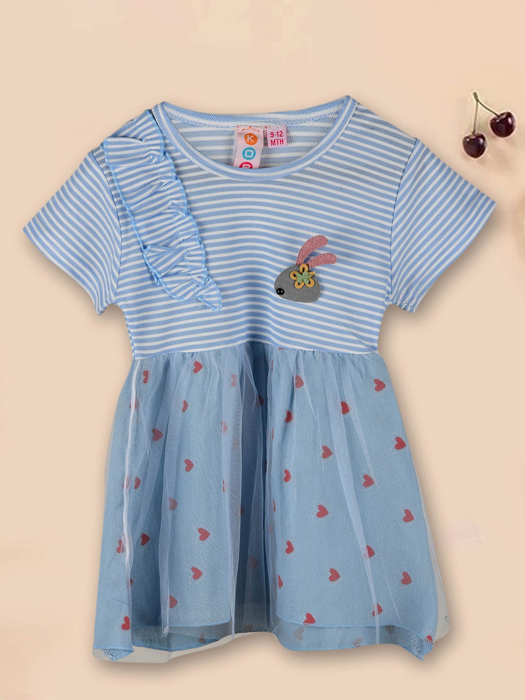 

Kids On Board Infant Girls Striped Fit & Flare Dress, Turquoise blue