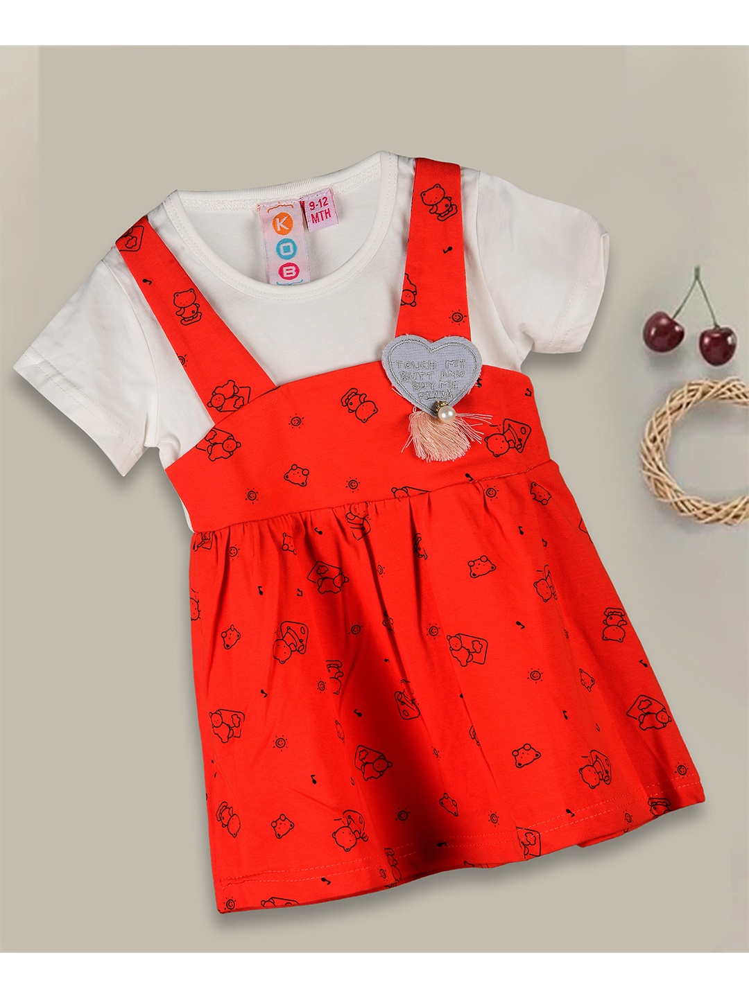 

Kids On Board Infant Girls Pinafore Cotton Dress, Red