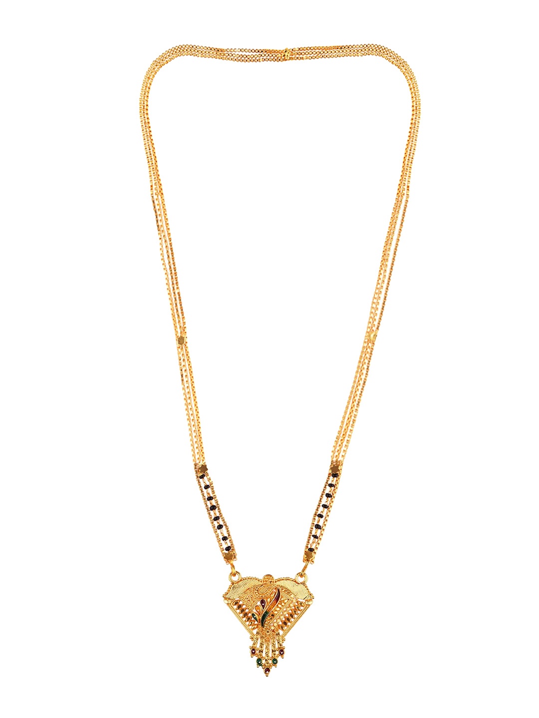 

FEMMIBELLA Set Of 2 Gold-Plated Beaded Long Mangalsutra