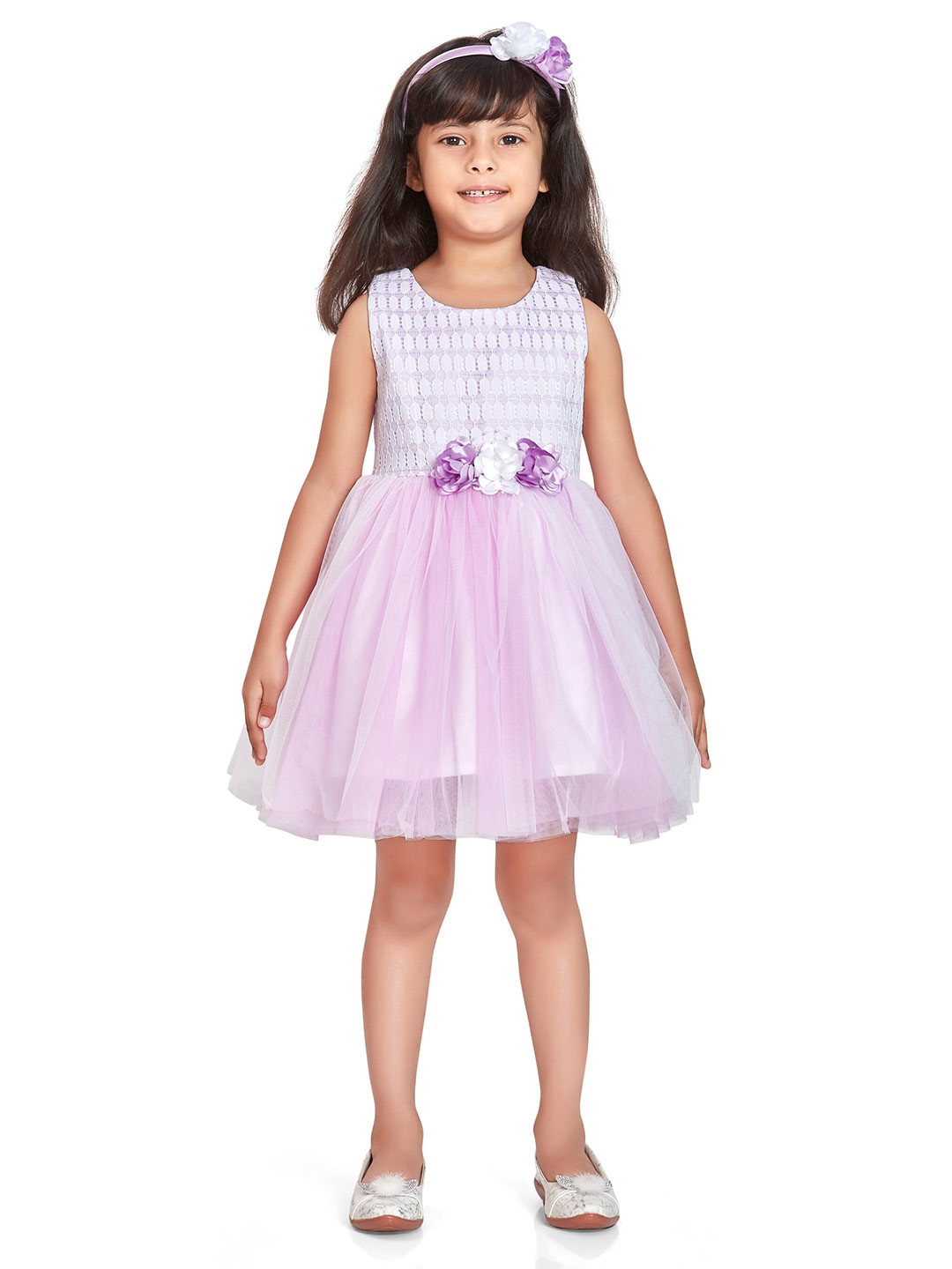 

Peppermint Girls Net Fit & Flare Dress, Purple