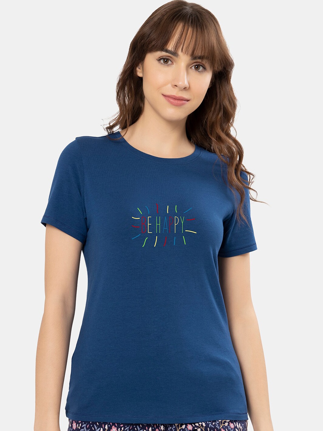 

Amante Solid Scoop Neck Lounge Tee, Blue