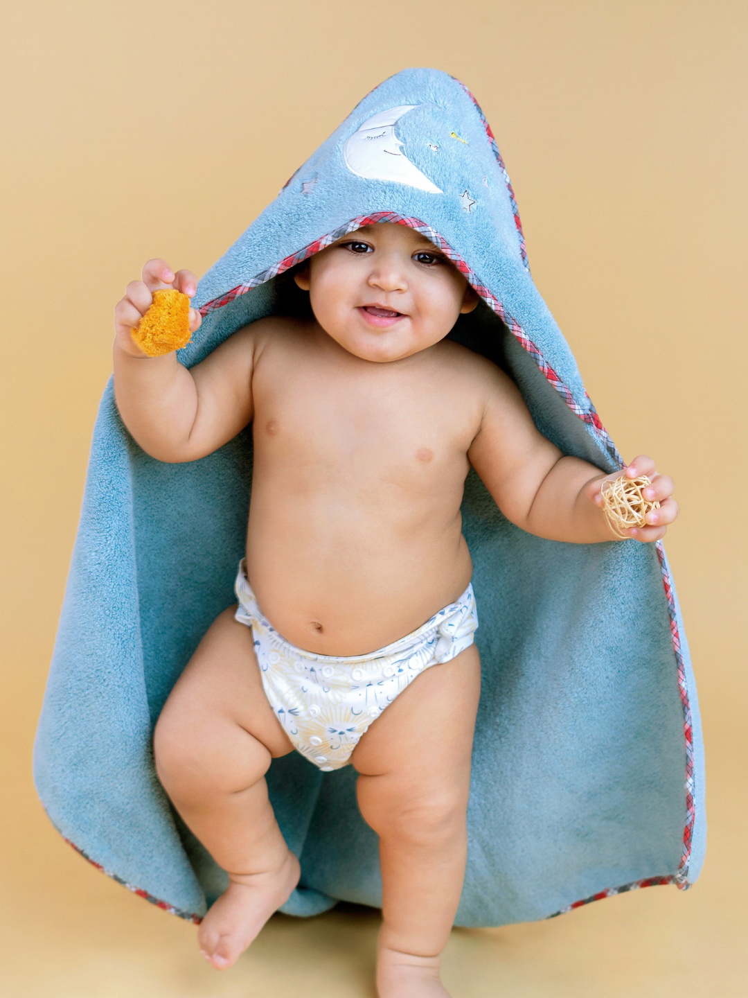 

haus & kinder Kids Blue To the Moon & Back Design 550 GSM Pure Terry Cotton Hooded Towel