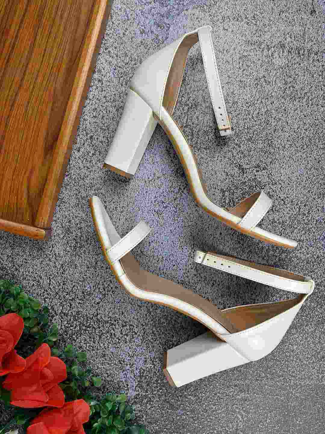 

Jove Ankle Looped Block Heels, White