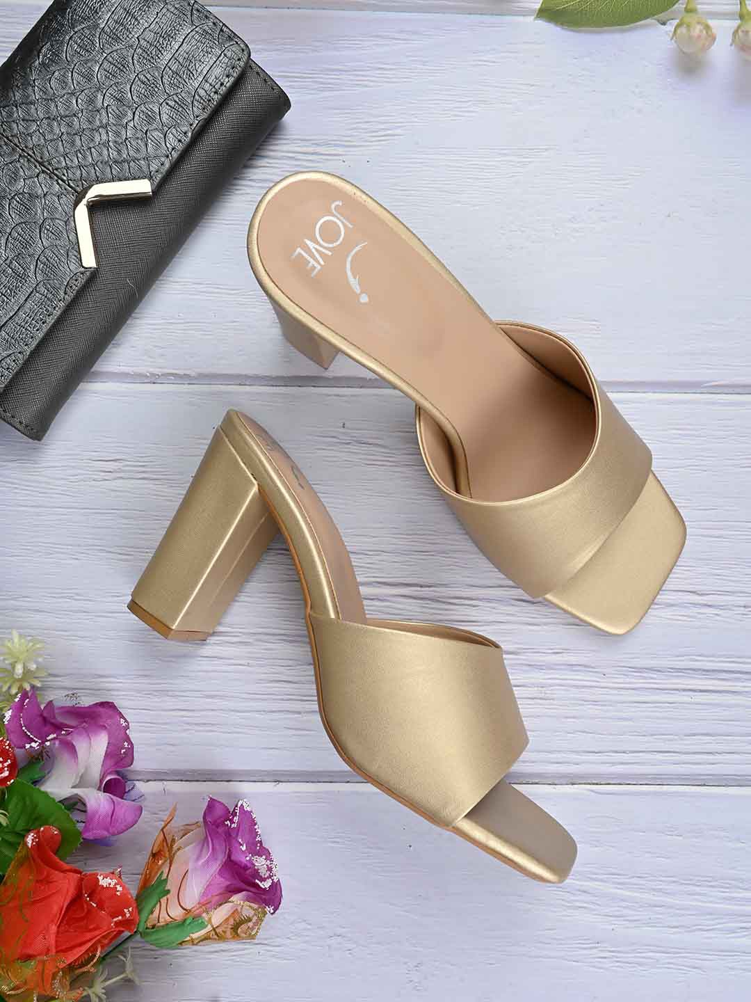 

Jove Open Toe Block Heels, Gold