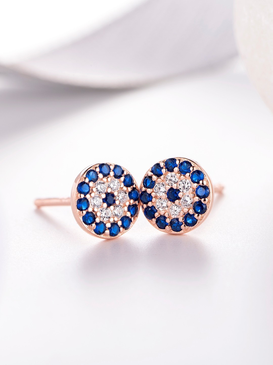 

Zavya Rose Gold CZ Studded Circular Silver Studs Earrings