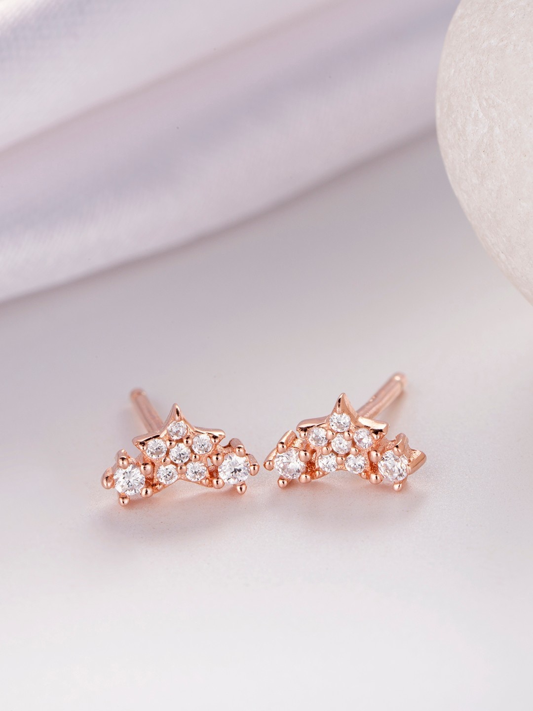 

Zavya Rose Gold-Plated Floral Silver Studs Earrings