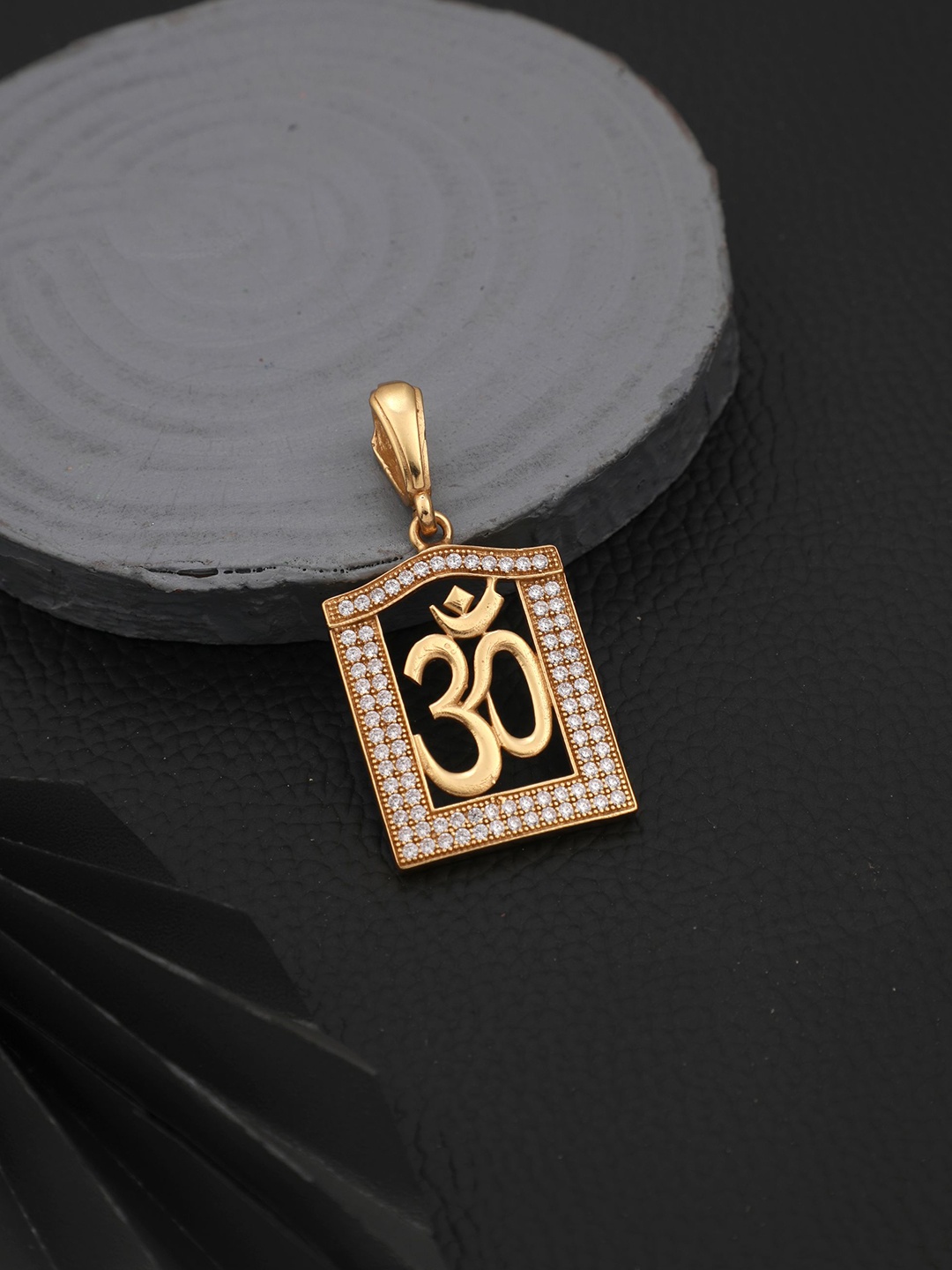 

Vita Bella Gold Plated & Stone-Studded Square-Charm Pendant