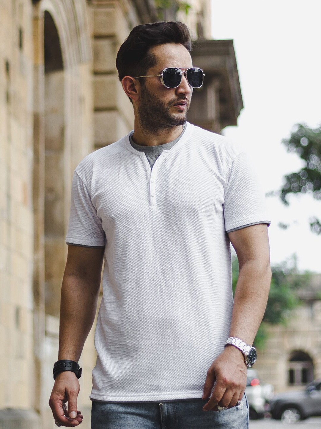 

Powerlook Henley Neck Short Sleeves T-shirt, White