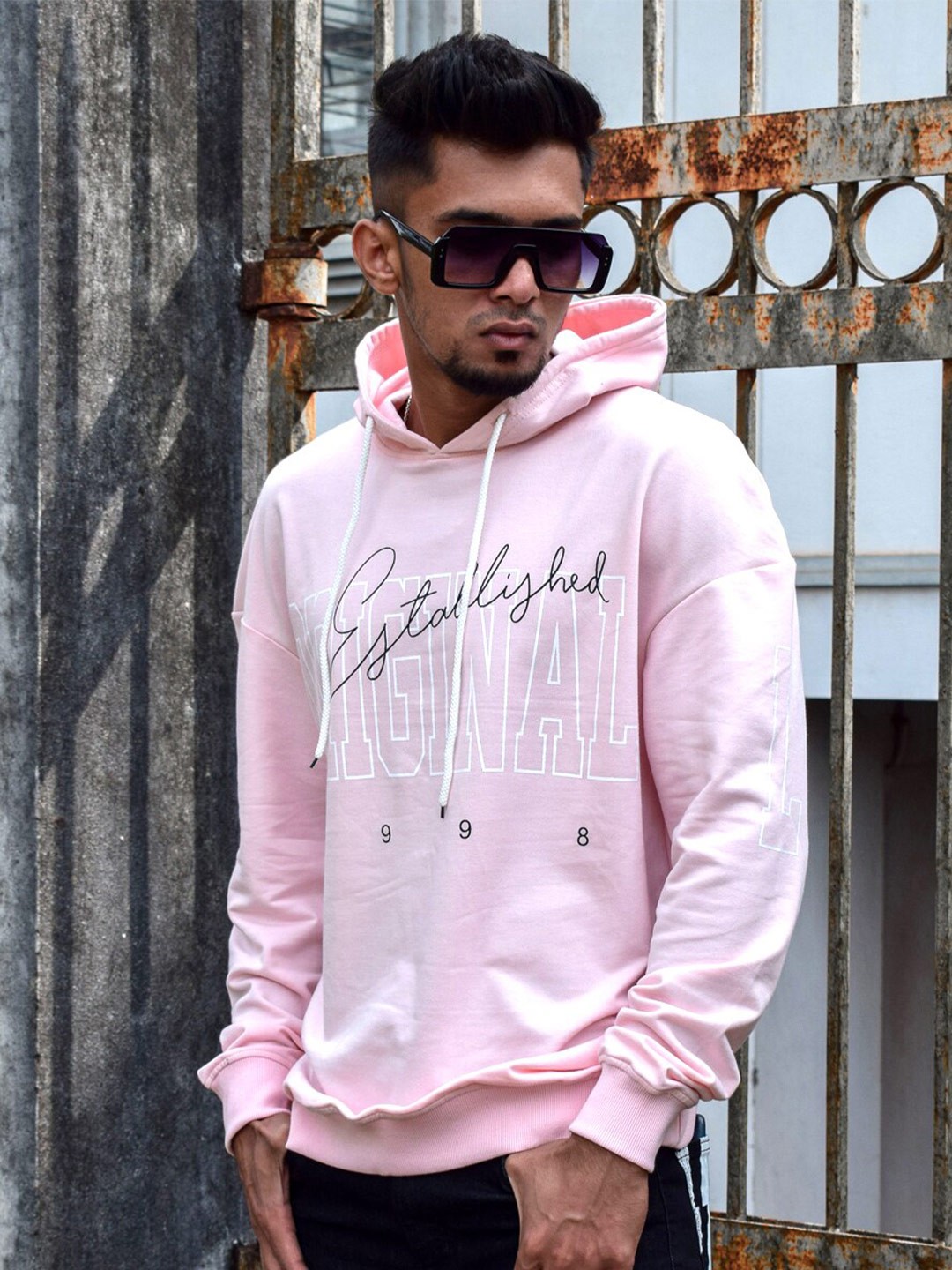 

Powerlook Typography Printed Hooded Sweatshirt, Pink