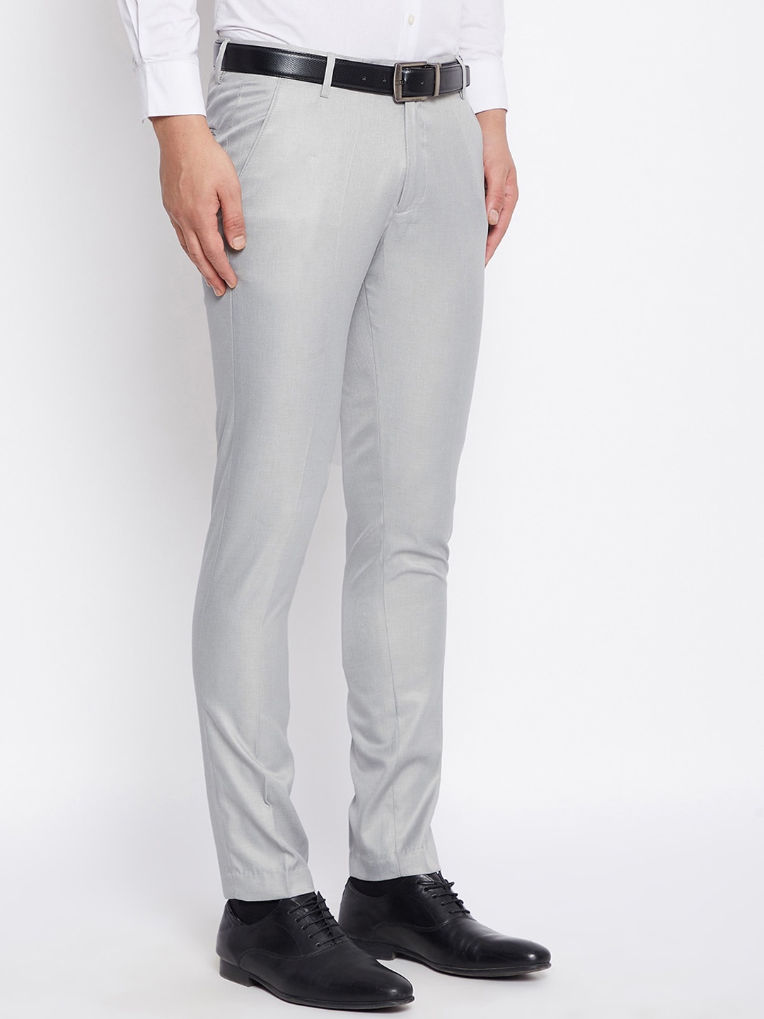 

VEI SASTRE Men Mid-Rise plain Smart Slim Fit Formal Trousers, Grey