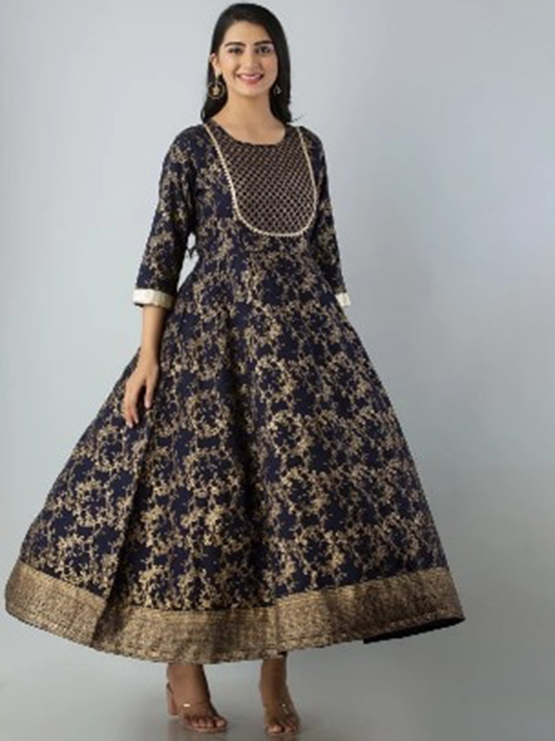 

SkyaSia Ethnic Motifs Printed Maxi Ethnic Dress, Blue