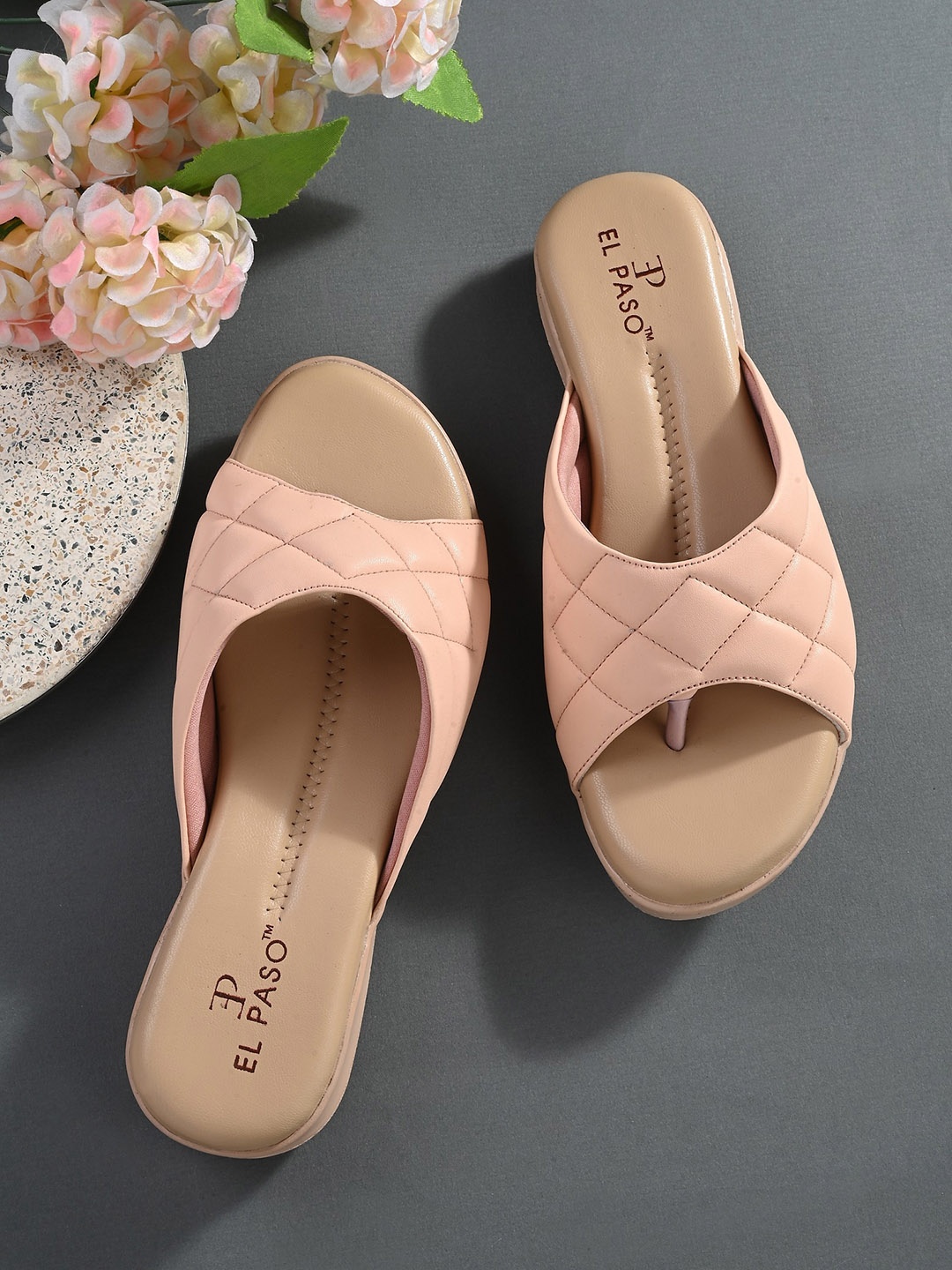 

El Paso Women Textured Open Toe Flats, Pink