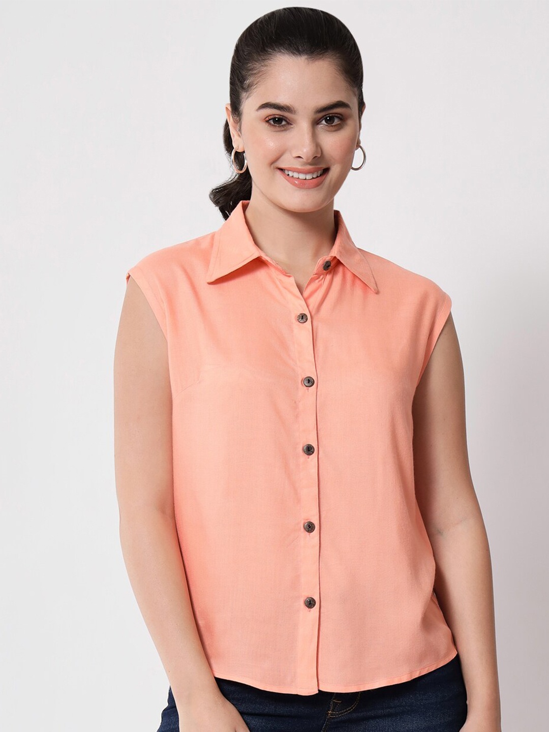 

Funday Fashion Spread Collar Casual Shirt, Peach