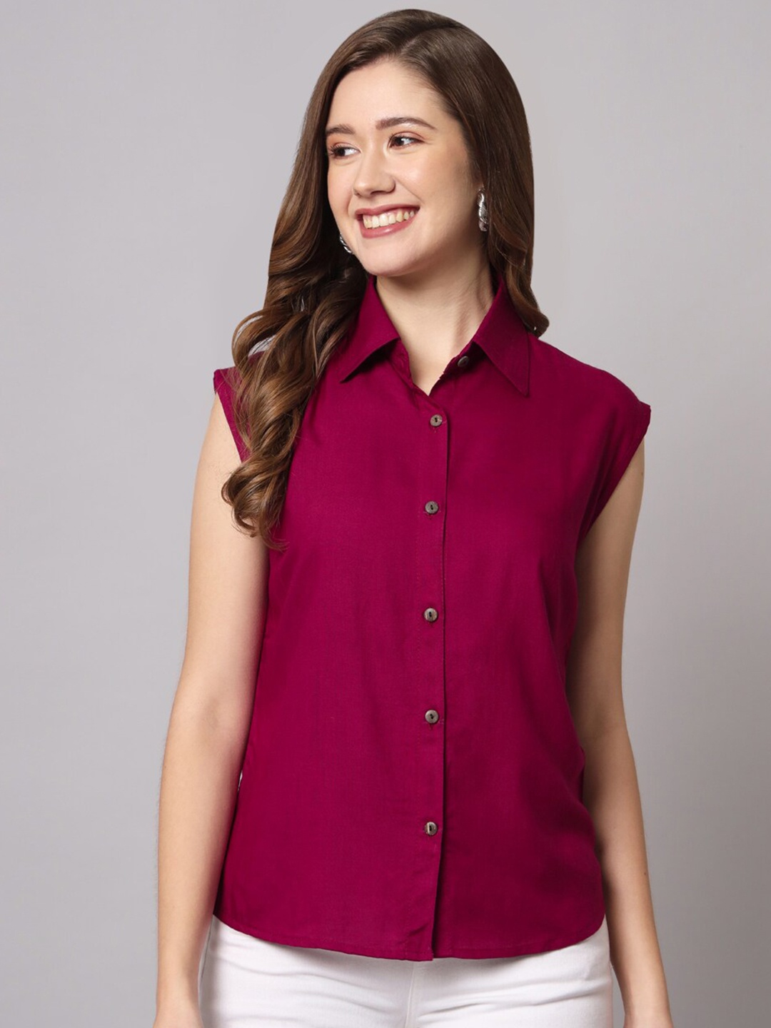 

Funday Fashion Spread Collar Casual Shirt, Burgundy