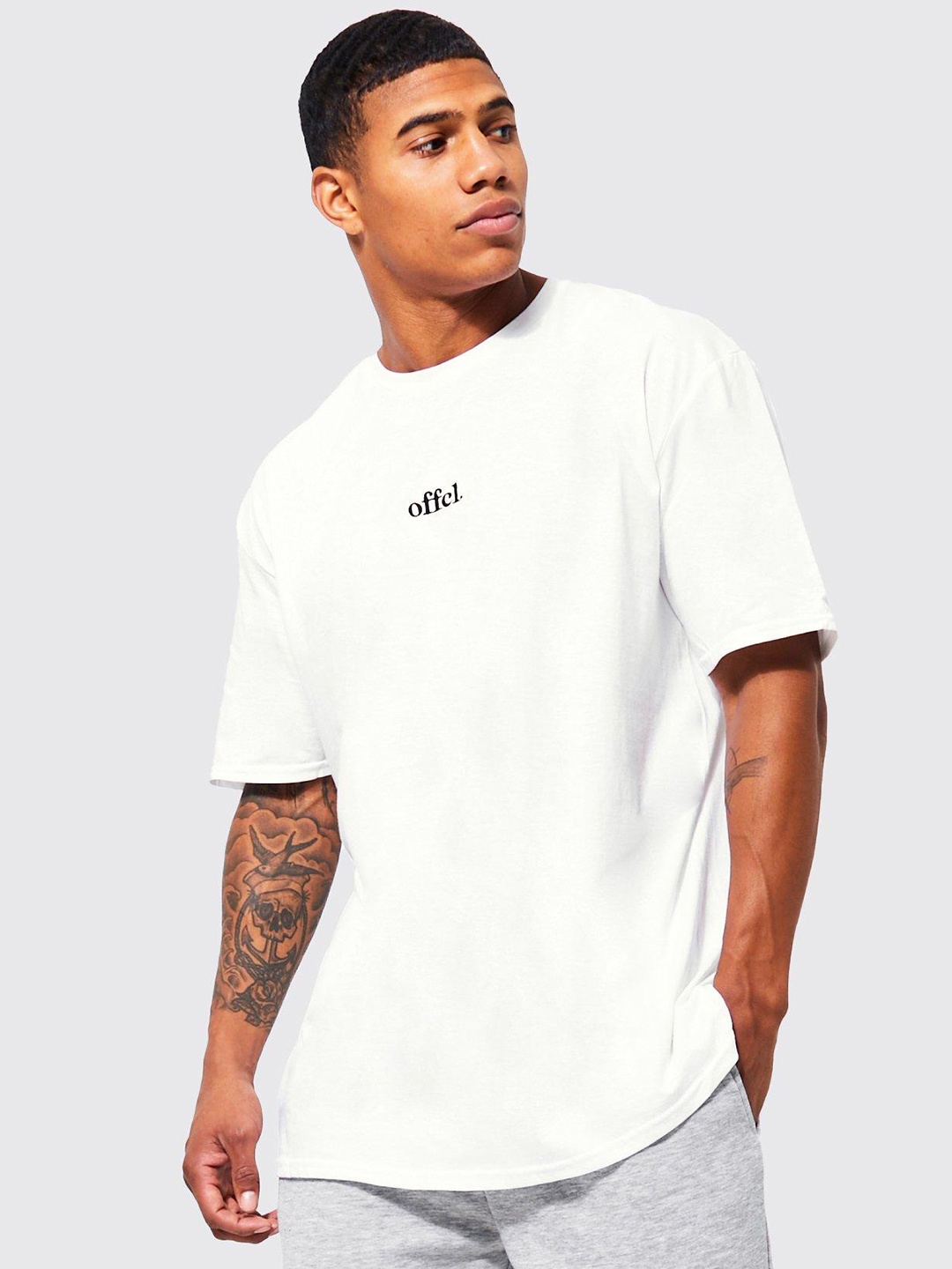 

boohooMAN Oversized Drop-Shoulder Sleeves Pure Cotton T-shirt, White