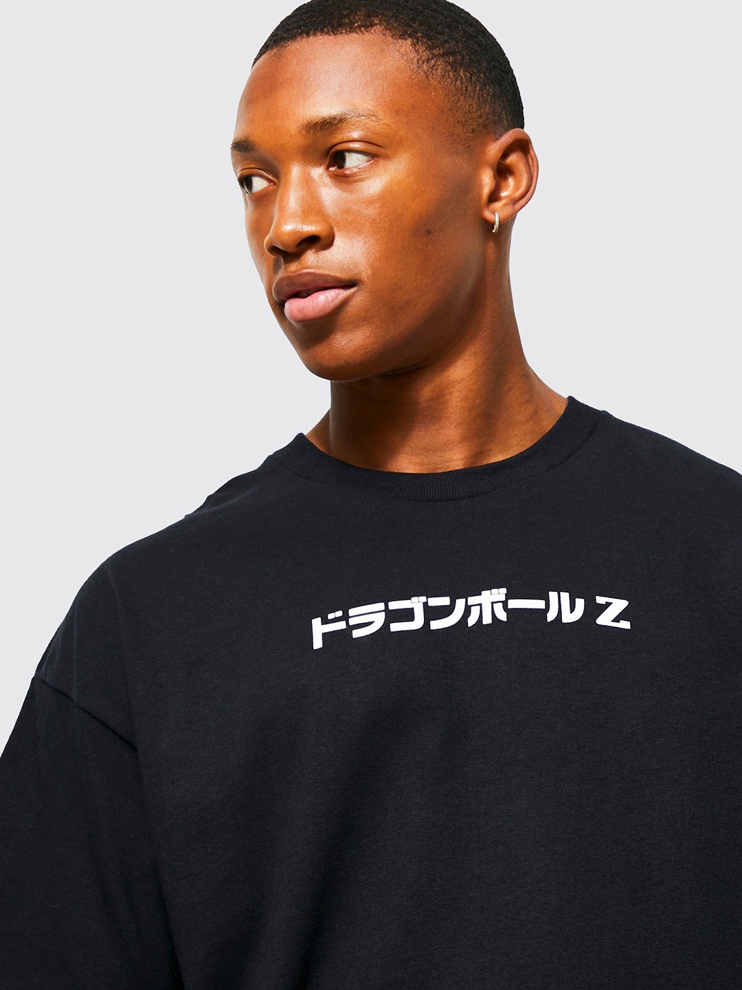 

boohooMAN Oversized Dragonball-Z Printed Pure Cotton T-shirt, Black