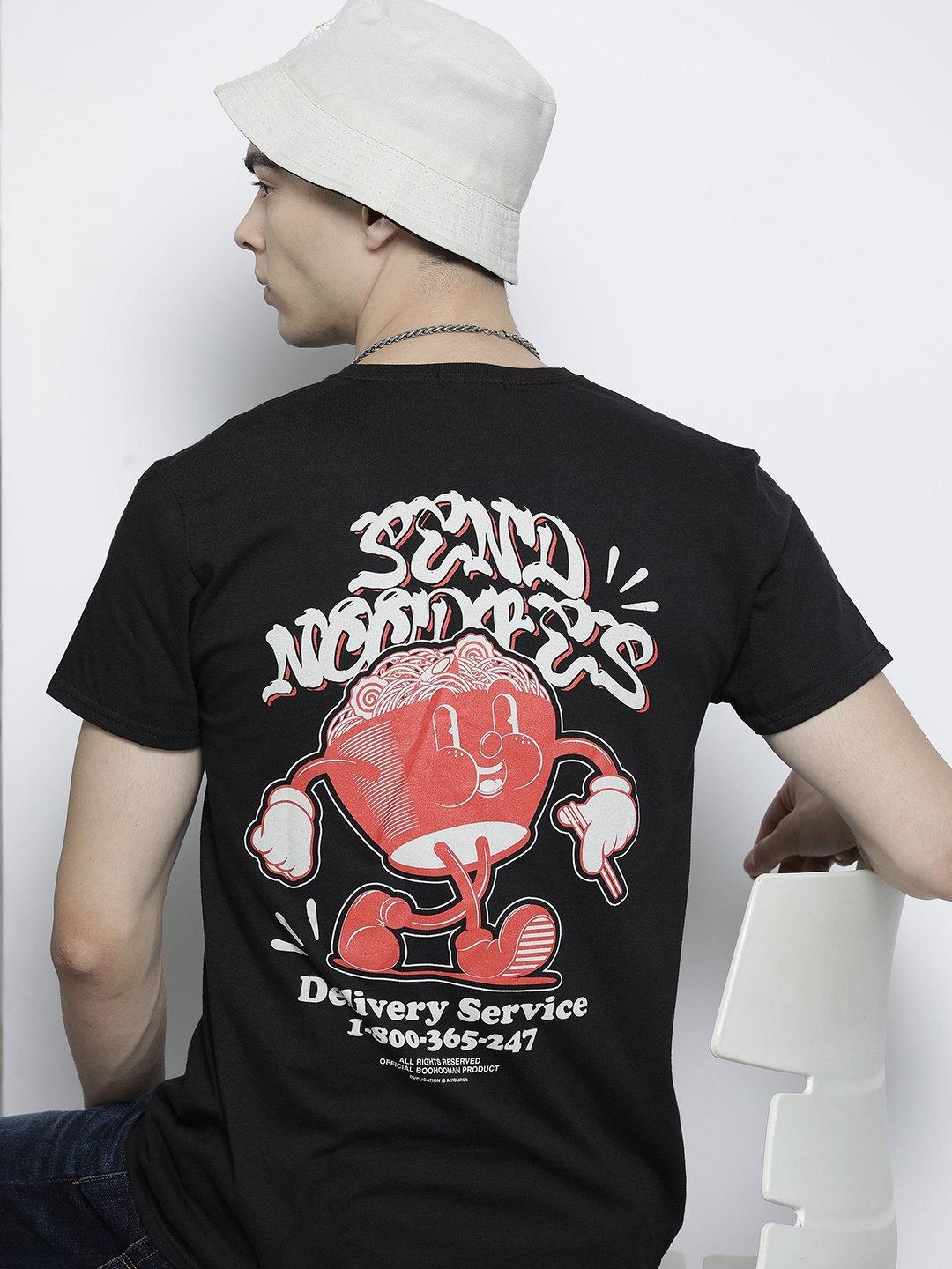 

boohooMAN Men Black Printed Pure Cotton T-shirt