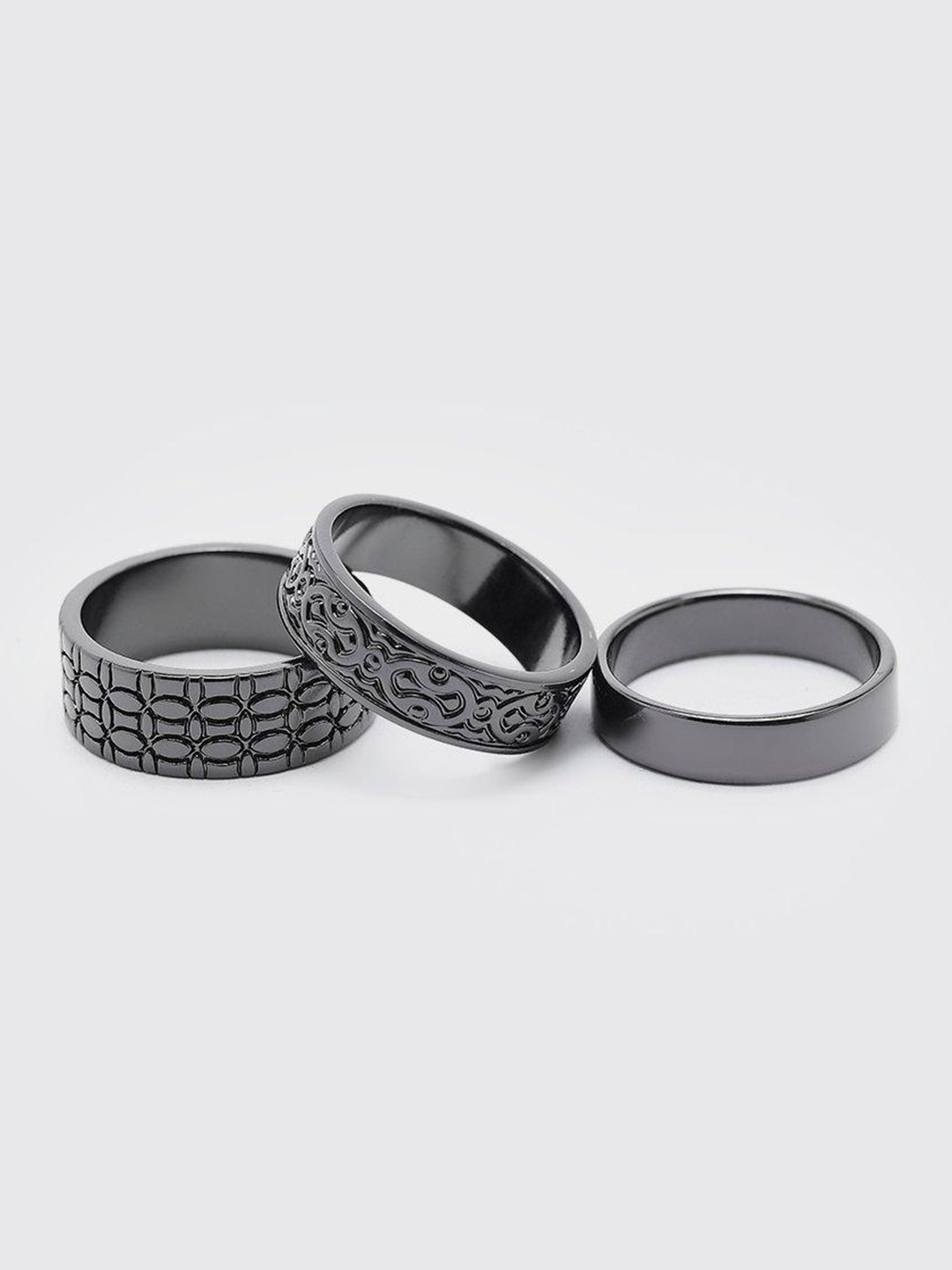 

boohooMAN Pack of 3 Rings, Metallic