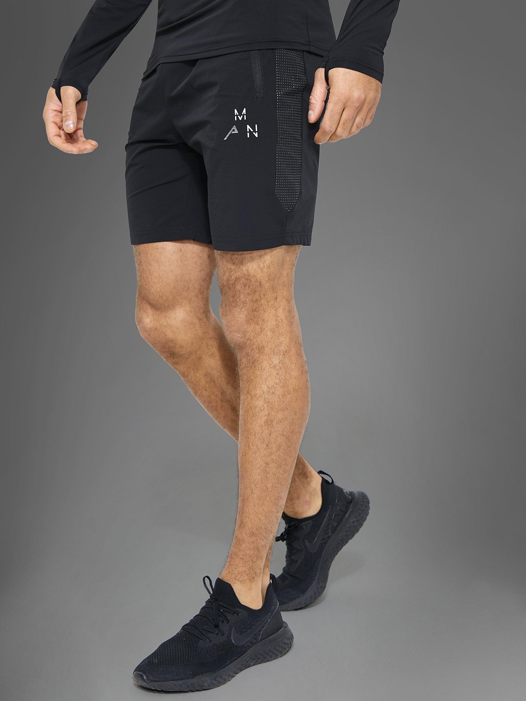 

boohooMAN Gym Sports Shorts, Black