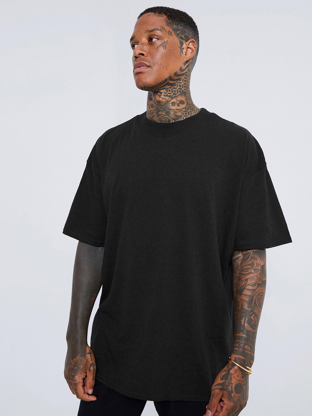 

boohooMAN Oversized Graphic Printed Pure Cotton T-shirt, Black