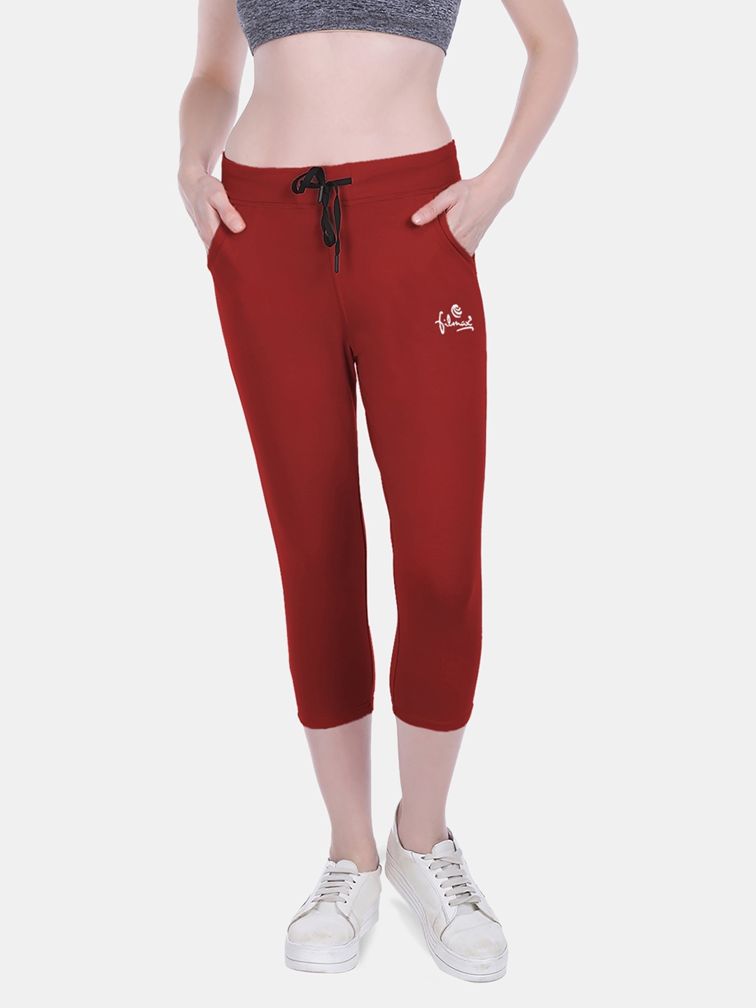 

FILMAX ORIGINALS Women Slim-Fit High-Rise Capris, Maroon