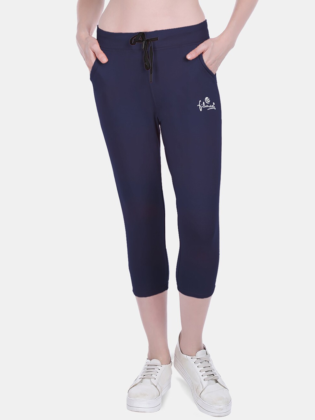 

FILMAX ORIGINALS Women Slim-Fit High-Rise Capris, Navy blue