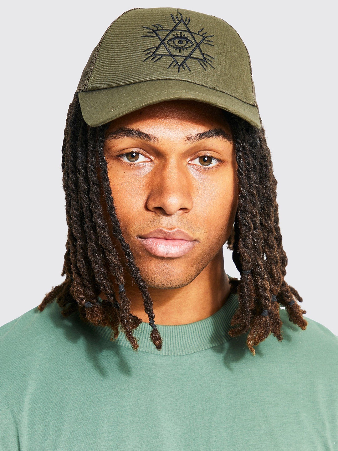 

boohooMAN Embroidered Snapback Cap, Green