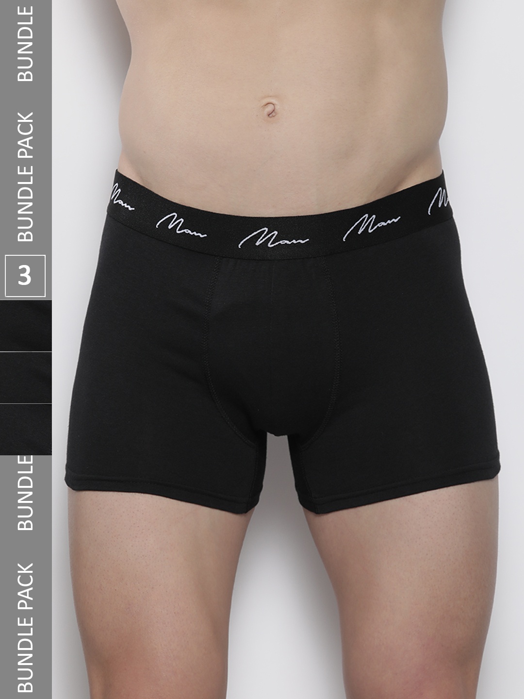 

boohooMAN Pack of 3 Solid Signature Trunks - BMM07424, Black