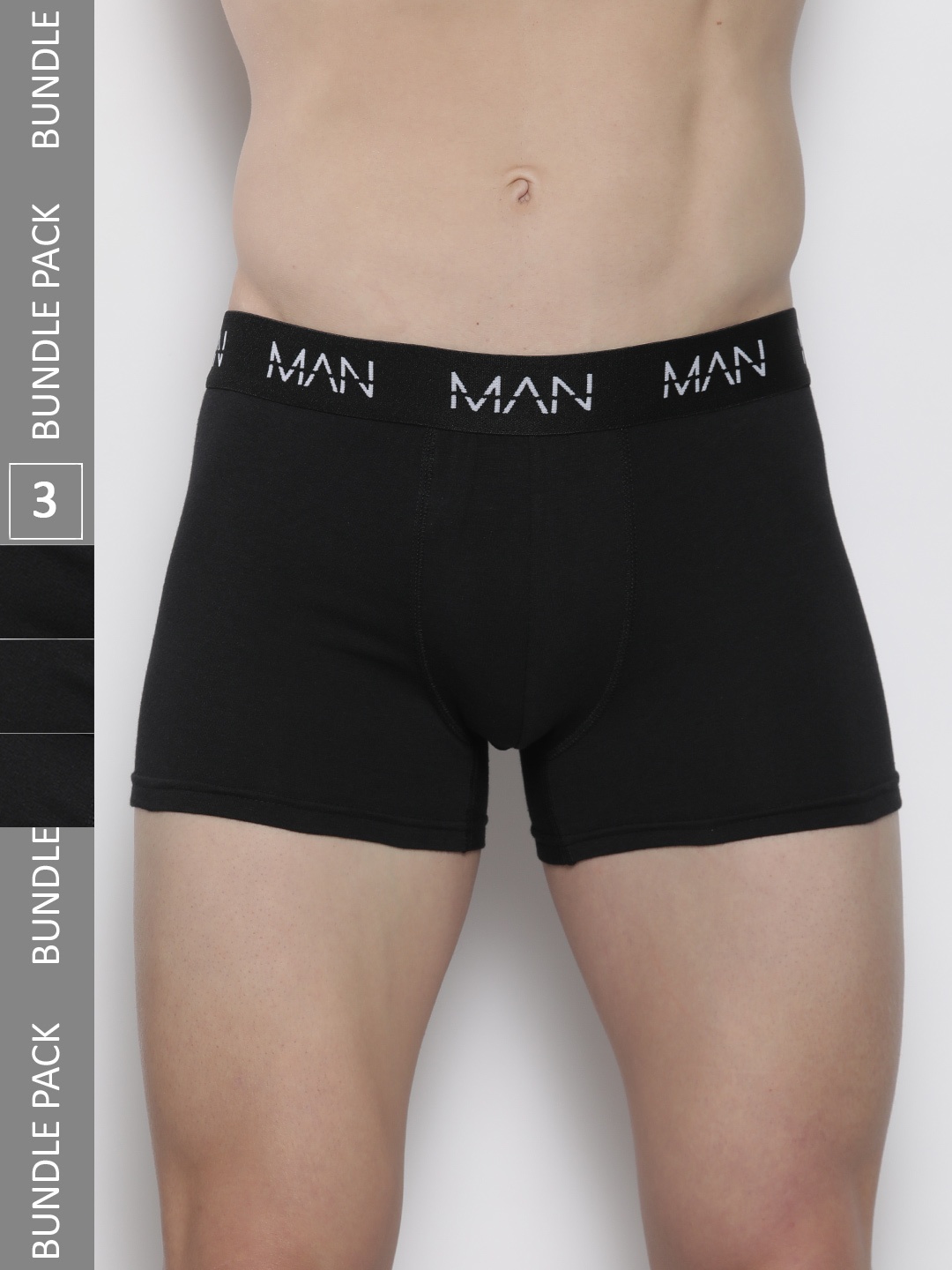 

boohooMAN Pack of 3 Solid Trunks - BMM38670, Black