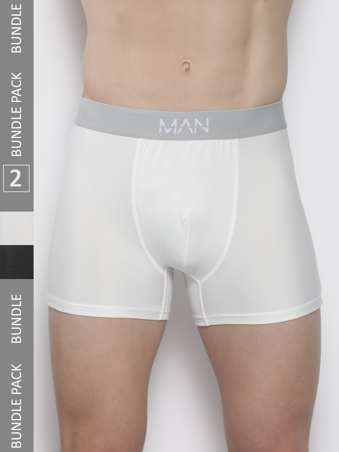 

boohooMAN Pack of 2 Solid Trunks -BMM26087, White