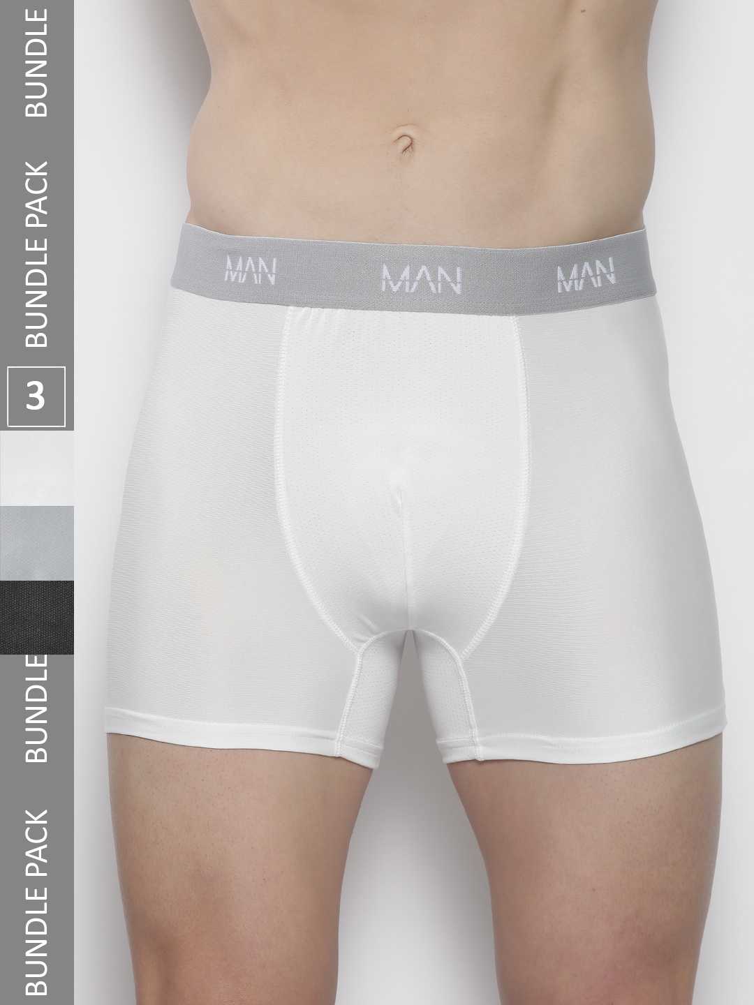 

boohooMAN Pack Of 3 Active Trunks-BMM29397, White