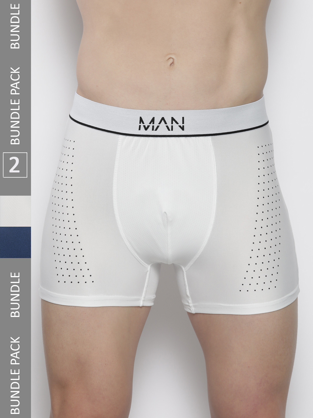 

boohooMAN Pack of 2 Solid Sports Trunks -AMM01918, White