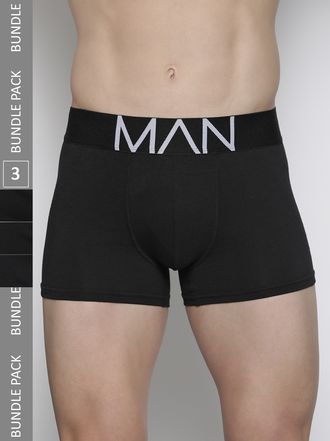 

boohooMAN Pack of 3 Solid Trunks - MZZ49566, Black
