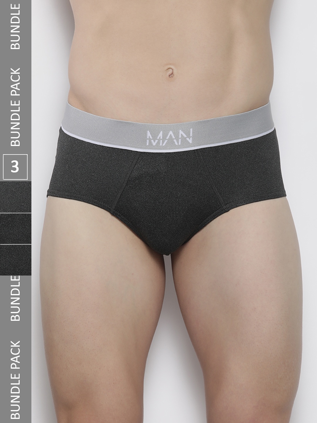 

boohooMAN Pack of 3 Solid Briefs - BMM29395, Black