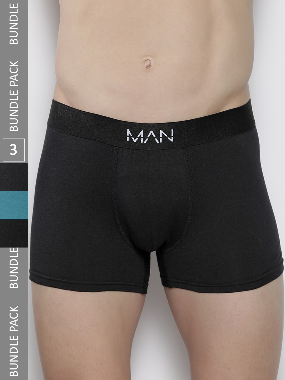 

boohooMAN Pack of 3 Trunks BMM07430-144, Black