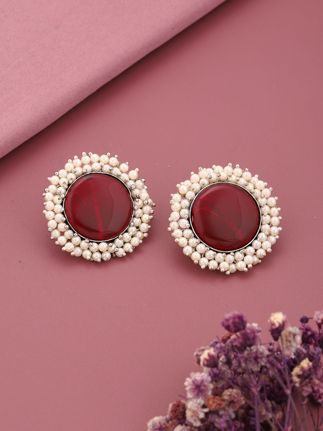 

Vita Bella Silver-Plated Oxidized Contemporary Studs Earrings