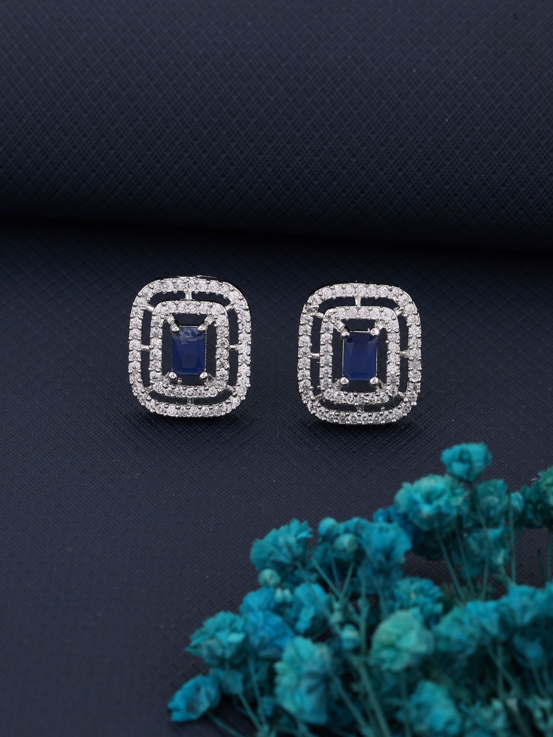 

Vita Bella Silver-Plated Square Studs Earrings, Blue