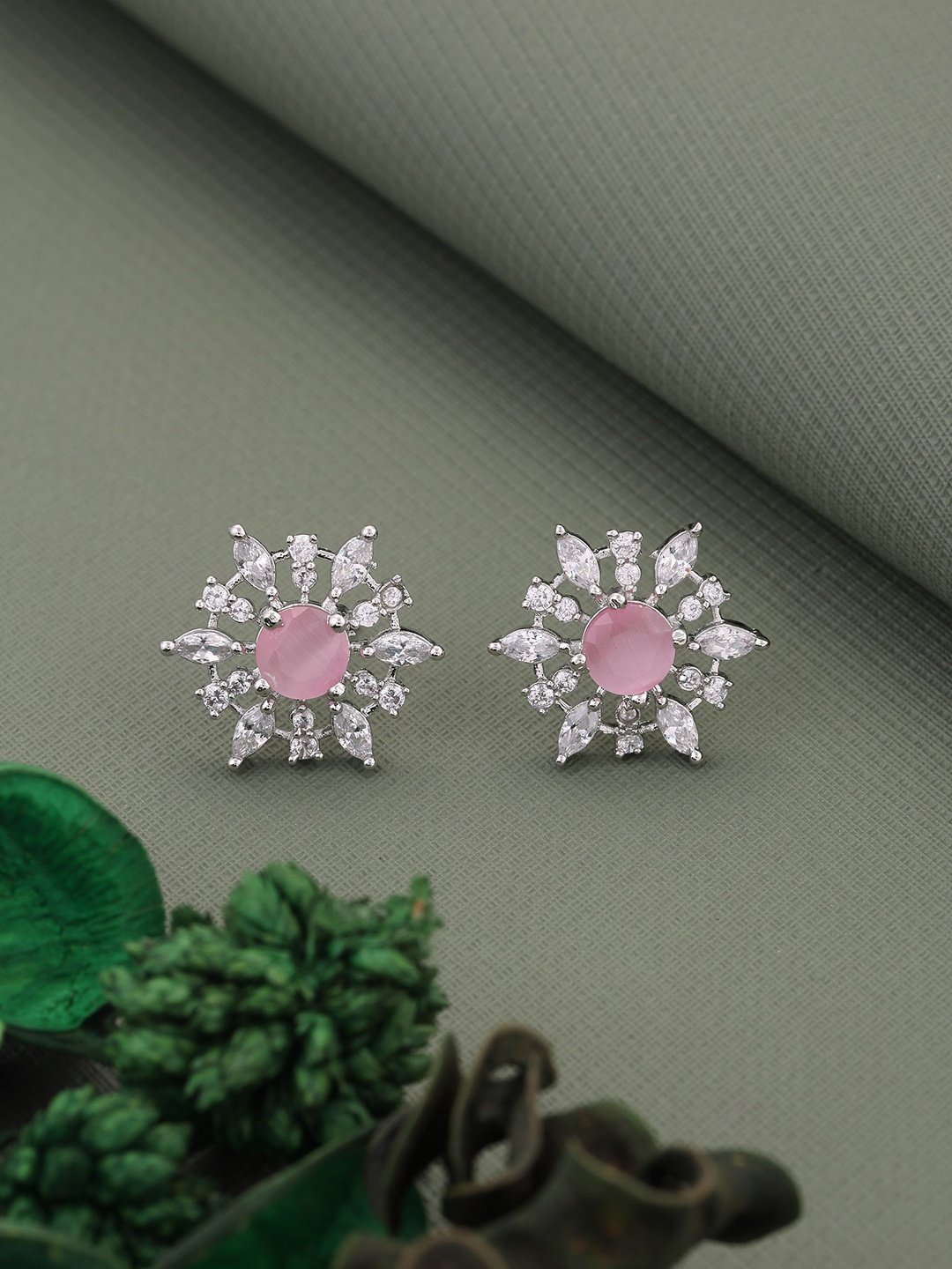 

Vita Bella Silver-Plated Floral Studs Earrings, Pink