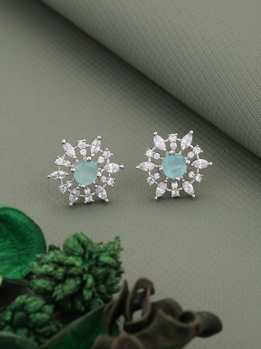 

Vita Bella Silver-Plated Floral Studs Earrings, Blue