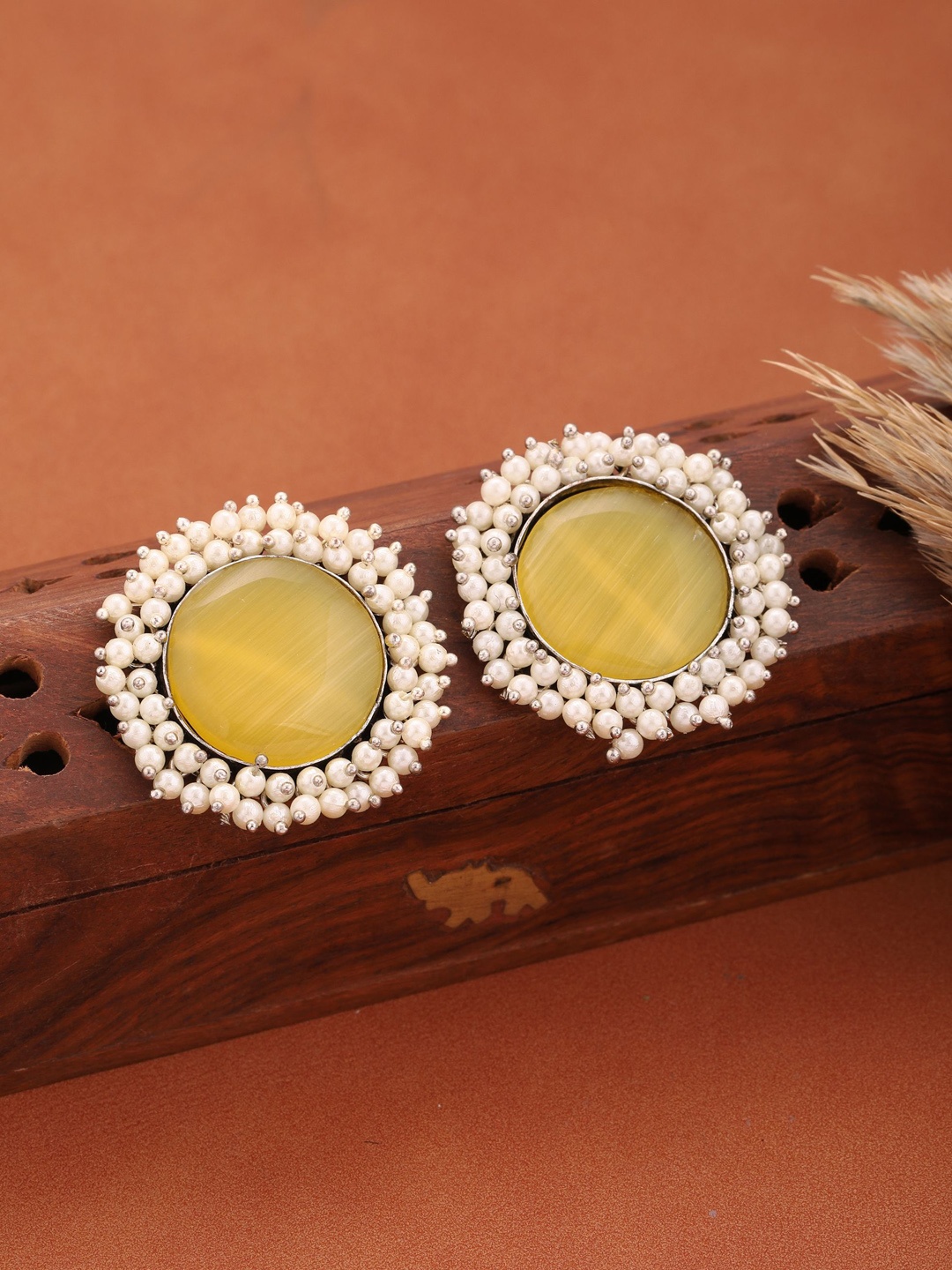 

Vita Bella Silver-Plated Contemporary Studs Earrings, Yellow
