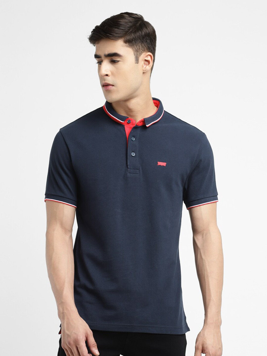 

Levis Henley Neck Pure Cotton T-shirt, Navy blue