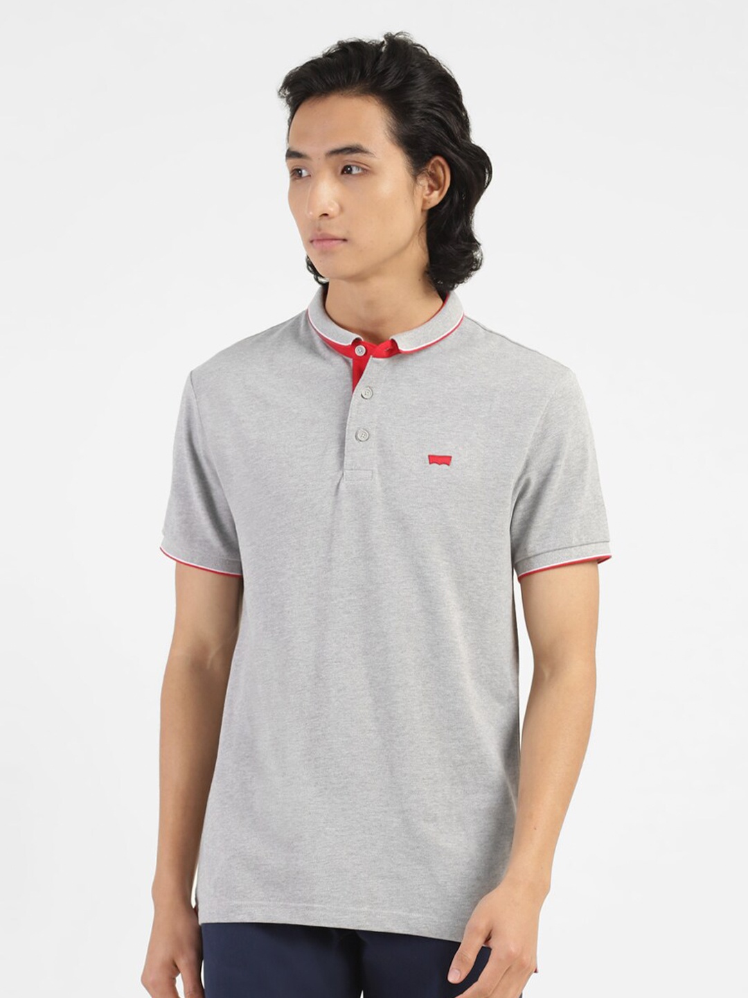 

Levis Henley Neck Pure Cotton T-shirt, Grey