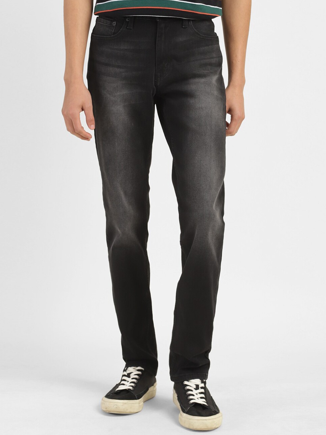 

Levis Men Mid Rise Heavy Fade Clean Look Slim Fit Jeans, Black