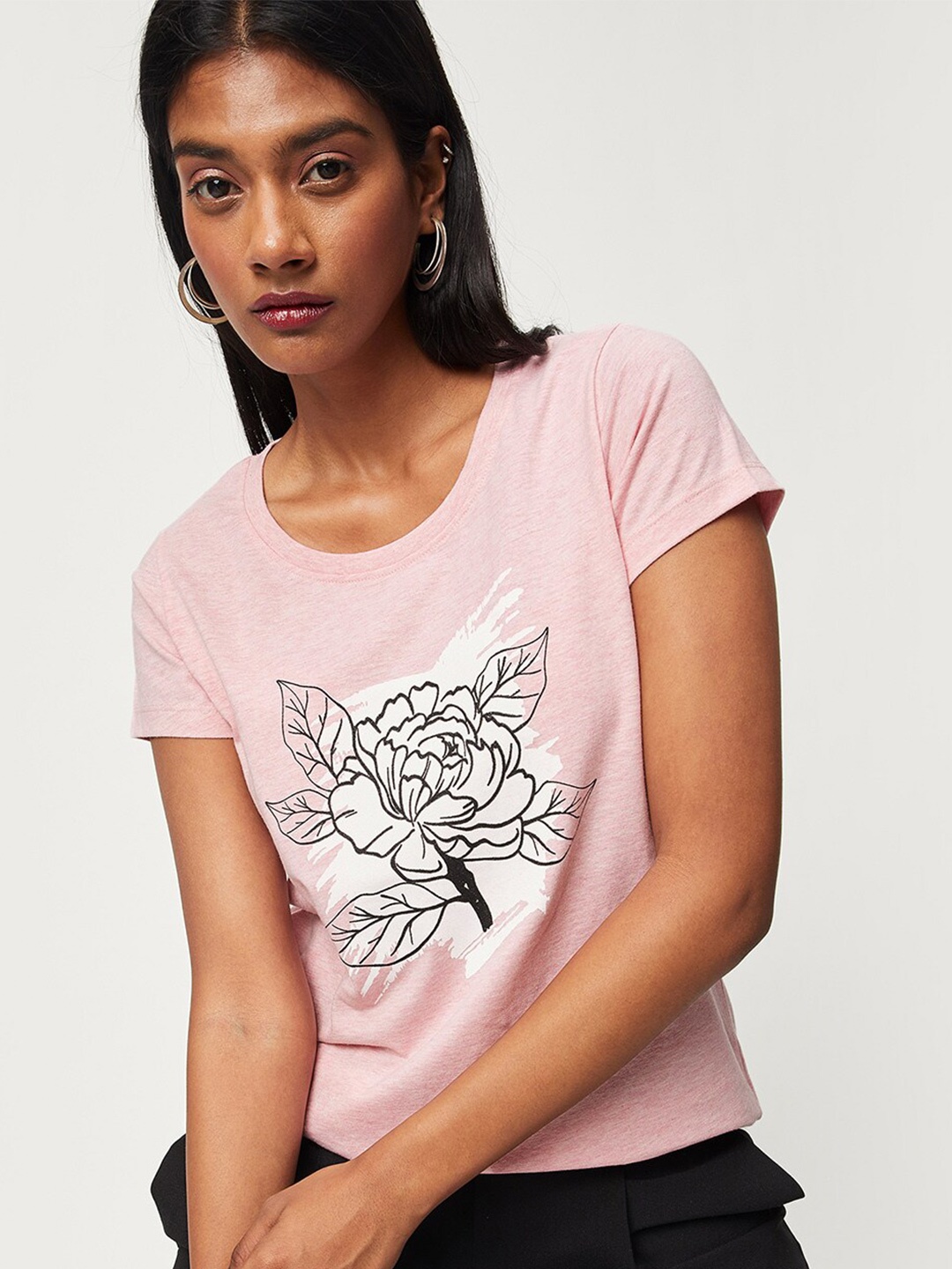 

max Floral Printed Pure Cotton T-shirt, Pink