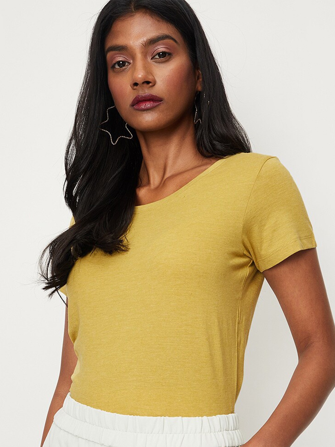 

max Round Neck Short Sleeves T-shirt, Yellow