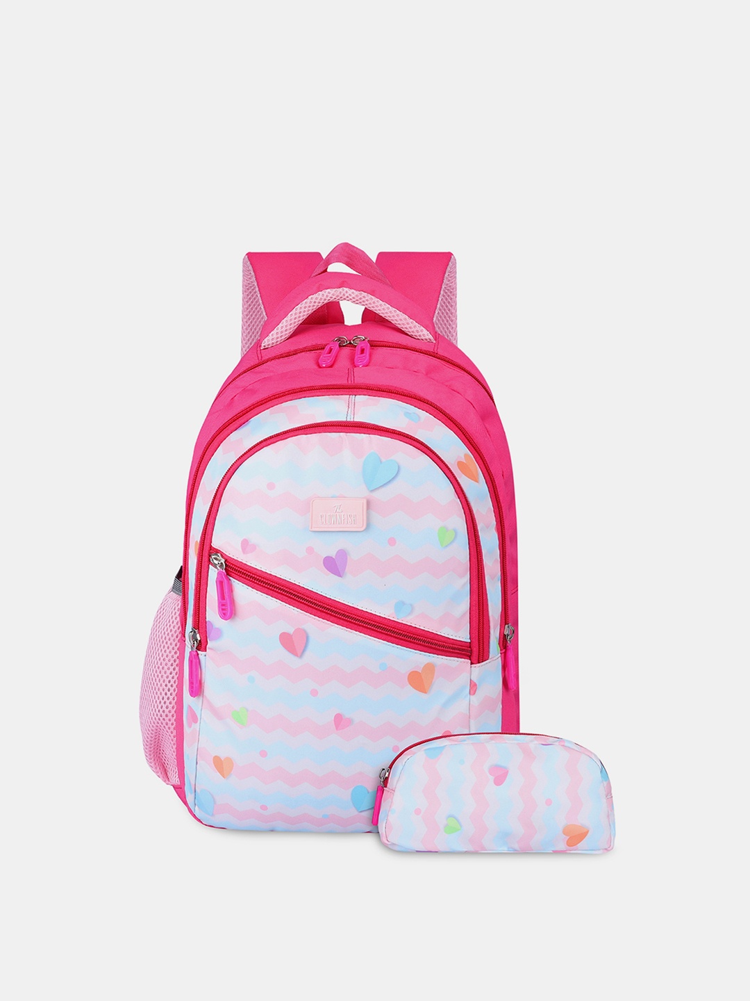 

THE CLOWNFISH Kids Printed Medium Backpack with Zip Pouch, Turquoise blue