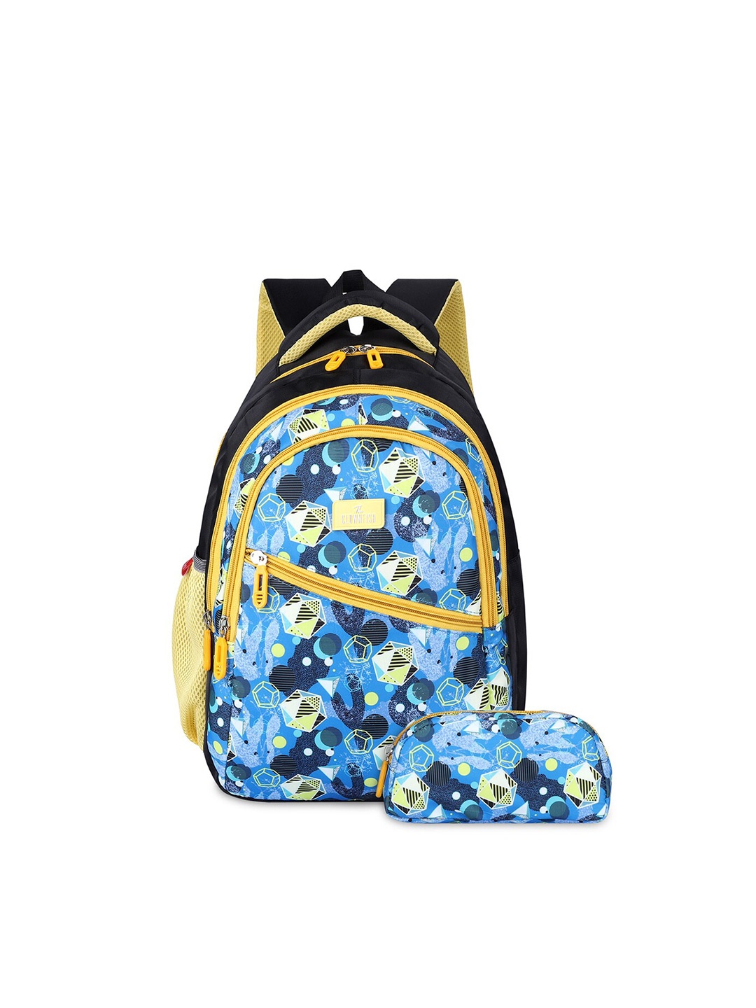 

THE CLOWNFISH Brainbox Kids Printed Medium Backpack with Zip Pouch, Turquoise blue